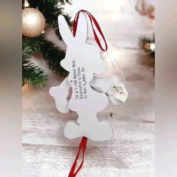 Kurt Adler TM&C 1996 Warner Brothers Wooden Bugs Bunny Movable Ornament VTG - Picture 5 of 6